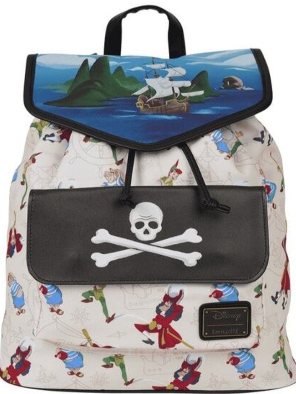 Disney Peter Pan Skull Jolly Roger Loungefly Backpack. NEW WITH TAGS.